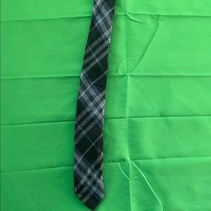 Burberry Black Blue and Gray Checkered Tie
